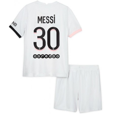 Billiga Fotbollströjor Paris Saint-Germain Lionel Messi 30 Barn Borta tröja 2021/22 Kortärmad 
